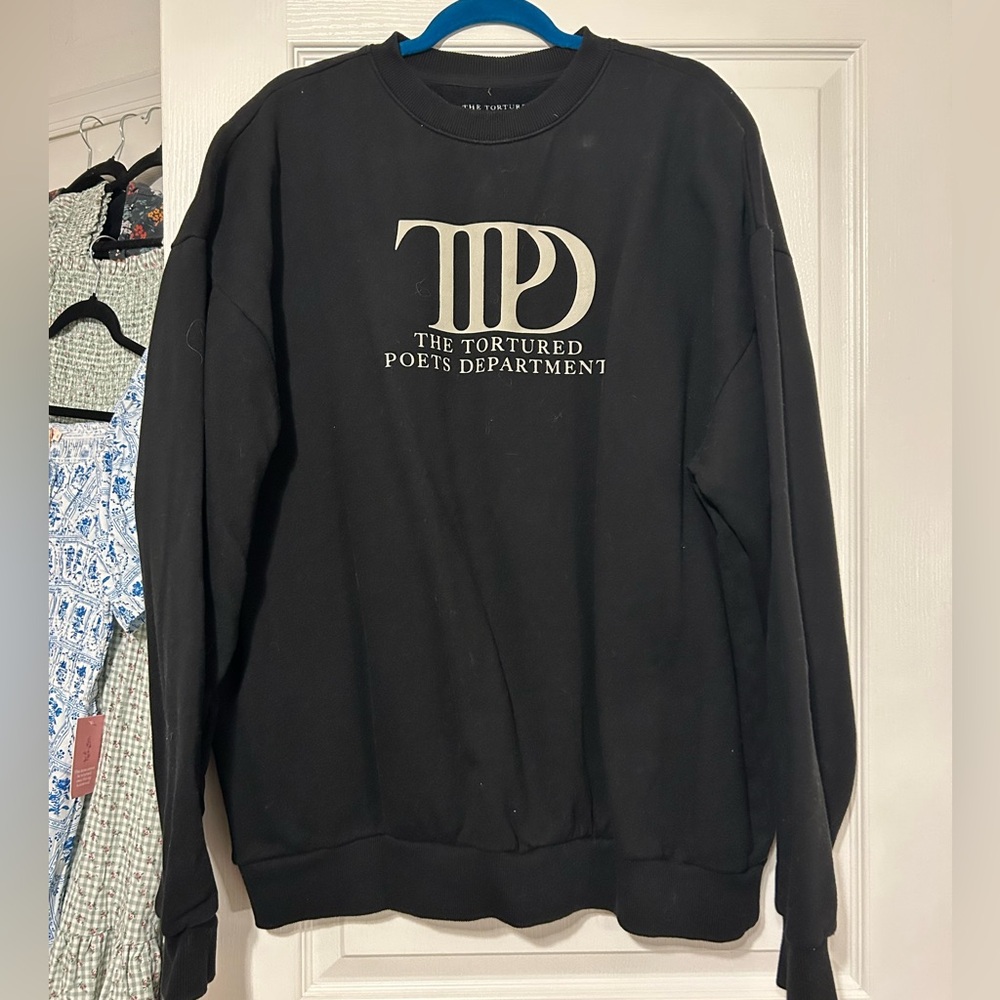 Taylor Swift The Tortured Poets Department Black Crewneck Sweatshirt